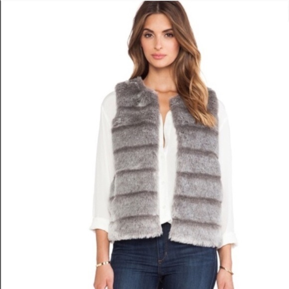 Joie faux fur gray vest